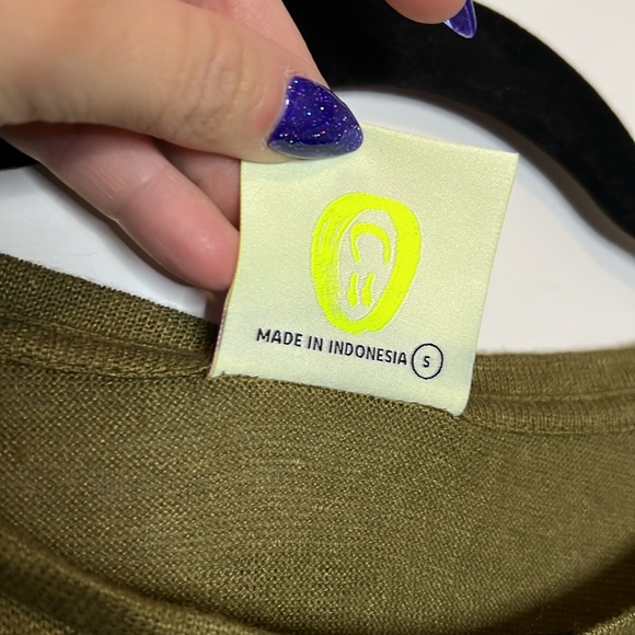 NWT One Teaspoon OT Linen Wide Neck Short Sleeve Tee - Khaki - Picture 5 of 7